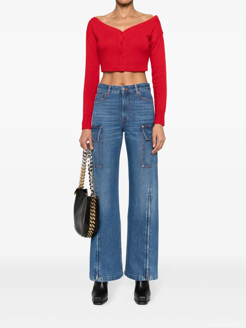 Cheap Women McCartney Stella wide-leg jeans ankle-zips 0803
